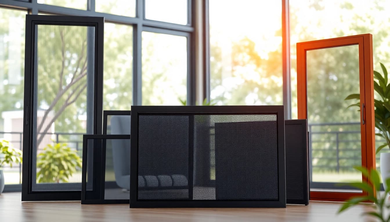 Enhance your home with stylish Flyscreenmaxx options, featuring various designs in a modern setting.