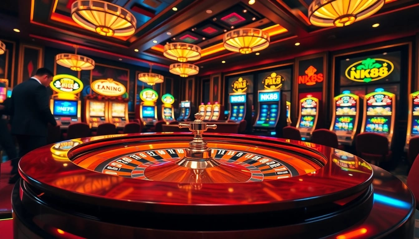 Players enjoying a thrilling roulette game at the NK88 casino.