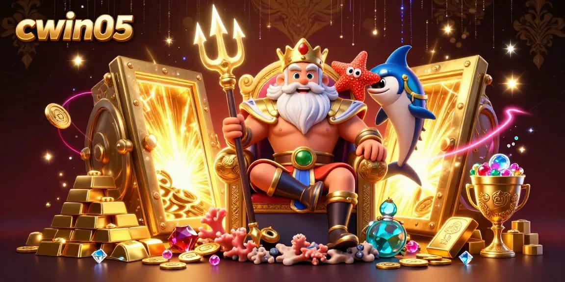 Join the excitement at cwin05 as Neptune's riches burst forth in a thrilling 3D casino scene.