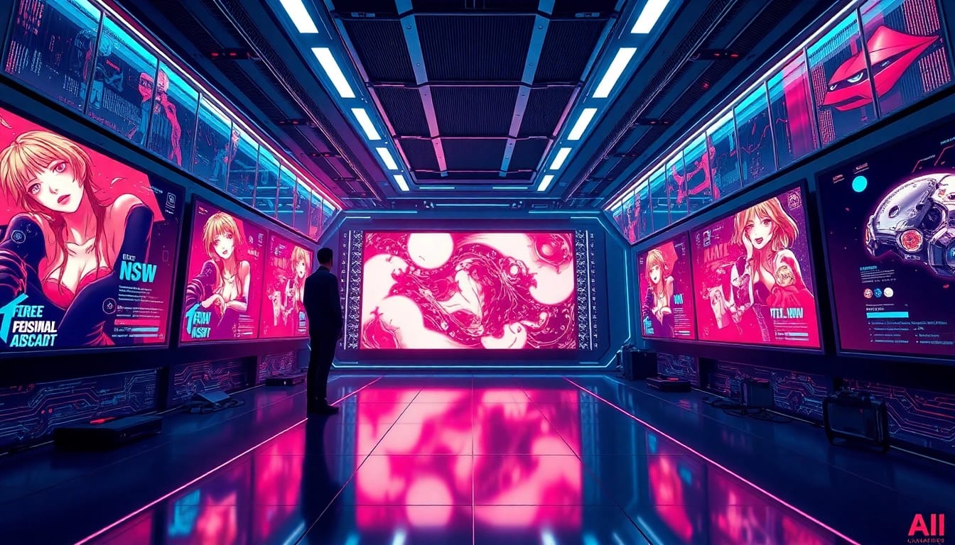 AI NSFW image generation environment showcasing futuristic technology and digital artwork