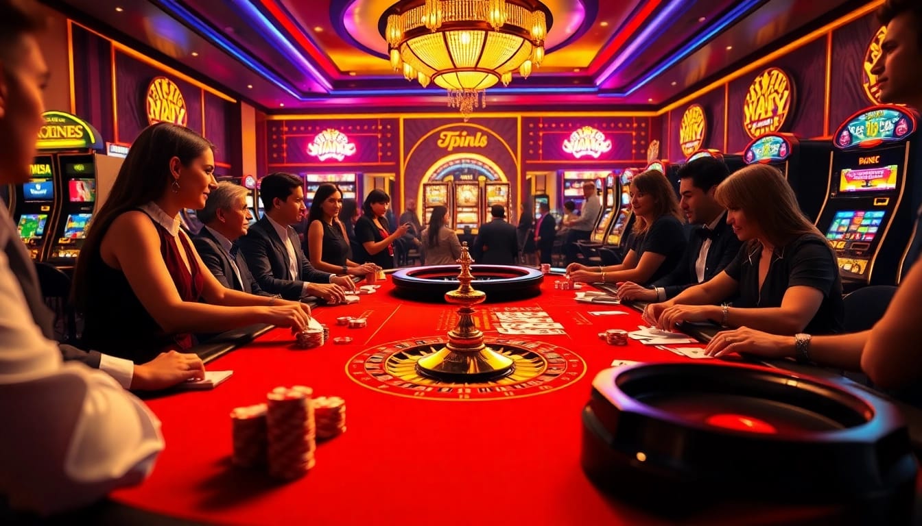 Experience thrilling gameplay at thabet77org's luxurious casino, featuring vibrant tables and exciting action.