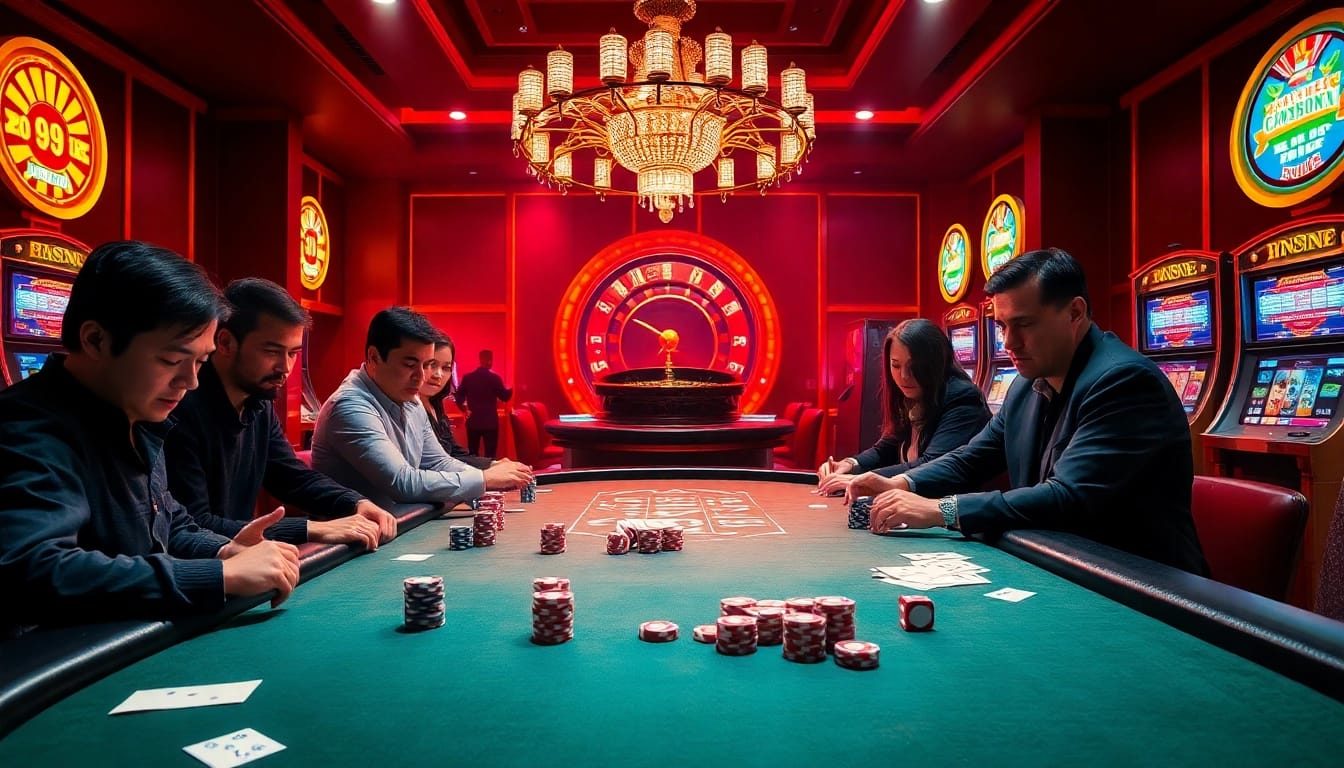 Experience thrilling poker gameplay at a high-stakes table on https://rr888.video/, featuring vibrant chips and intense player focus.