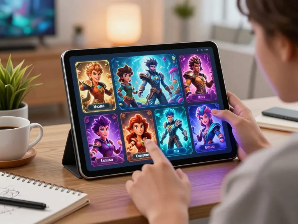 Engaging scene of a user exploring NSFW character AI on a tablet with customizable avatars.