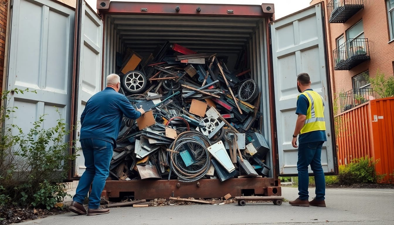 Efficient Schrottabholung Wuppertal service team collecting scrap metal in an urban setting.