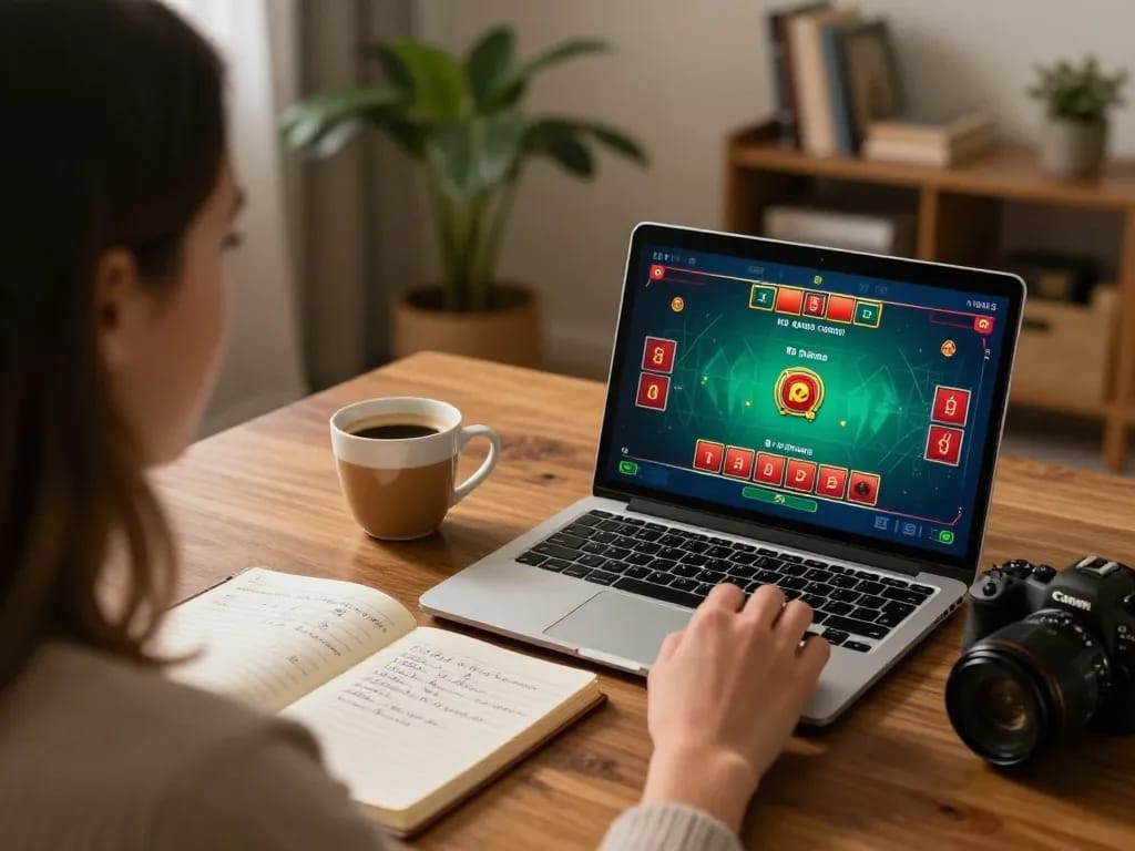Engaged player strategizing blackjack in a cozy home while using Nhà Cái 88AA online platform.