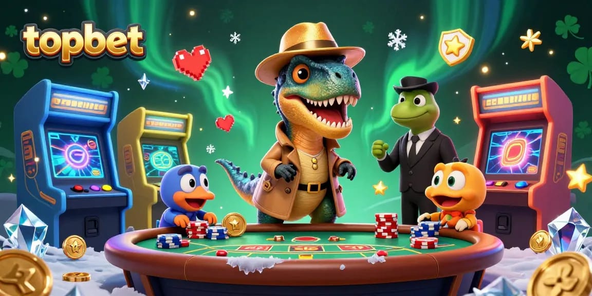 topbet gamblers enjoy a vibrant casino scene with animated characters at play, featuring unique game elements.
