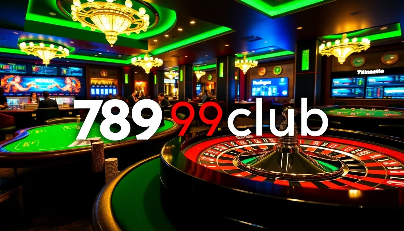 Exciting casino scene highlighting 789club with poker chips and engaged players.