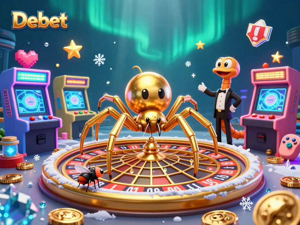 Experience exciting gameplay with Debet's vibrant casino world, featuring a roulette web scene.