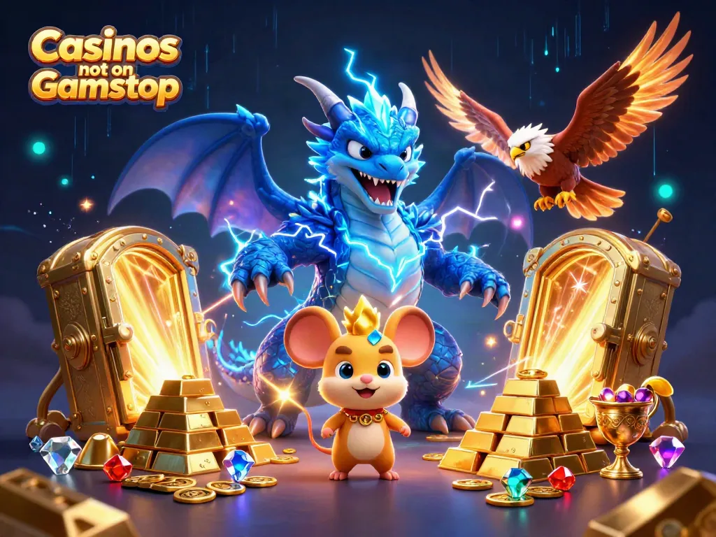 Experience thrilling gameplay at Casinos not on Gamstop with vibrant 3D dragons and treasures.