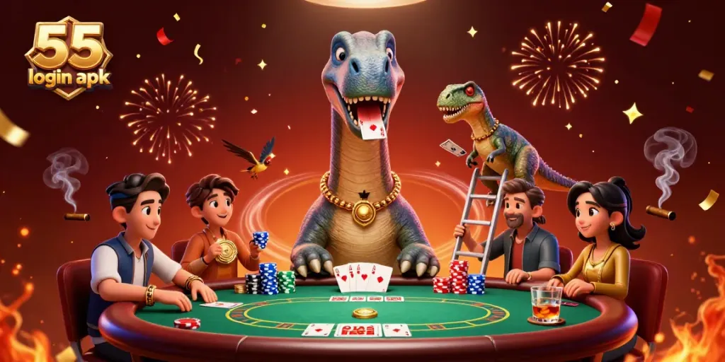 Experience thrilling gameplay with the 55 club login apk in an energetic poker casino scene.