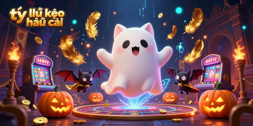 Engage with tỷ lệ kèo nhà cái through a vibrant haunted casino scene filled with dynamic characters and gaming elements.