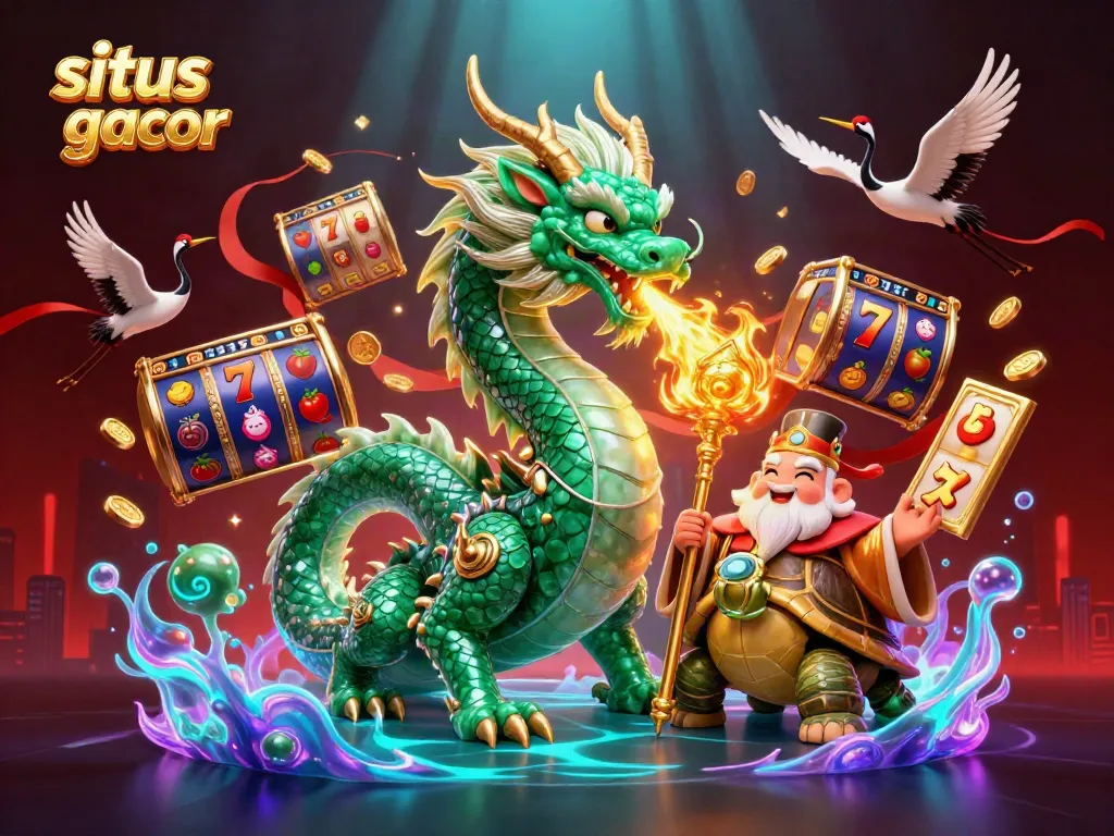 Experience the thrill of situs slot gacor with a vibrant 3D dragon and lucky symbols.