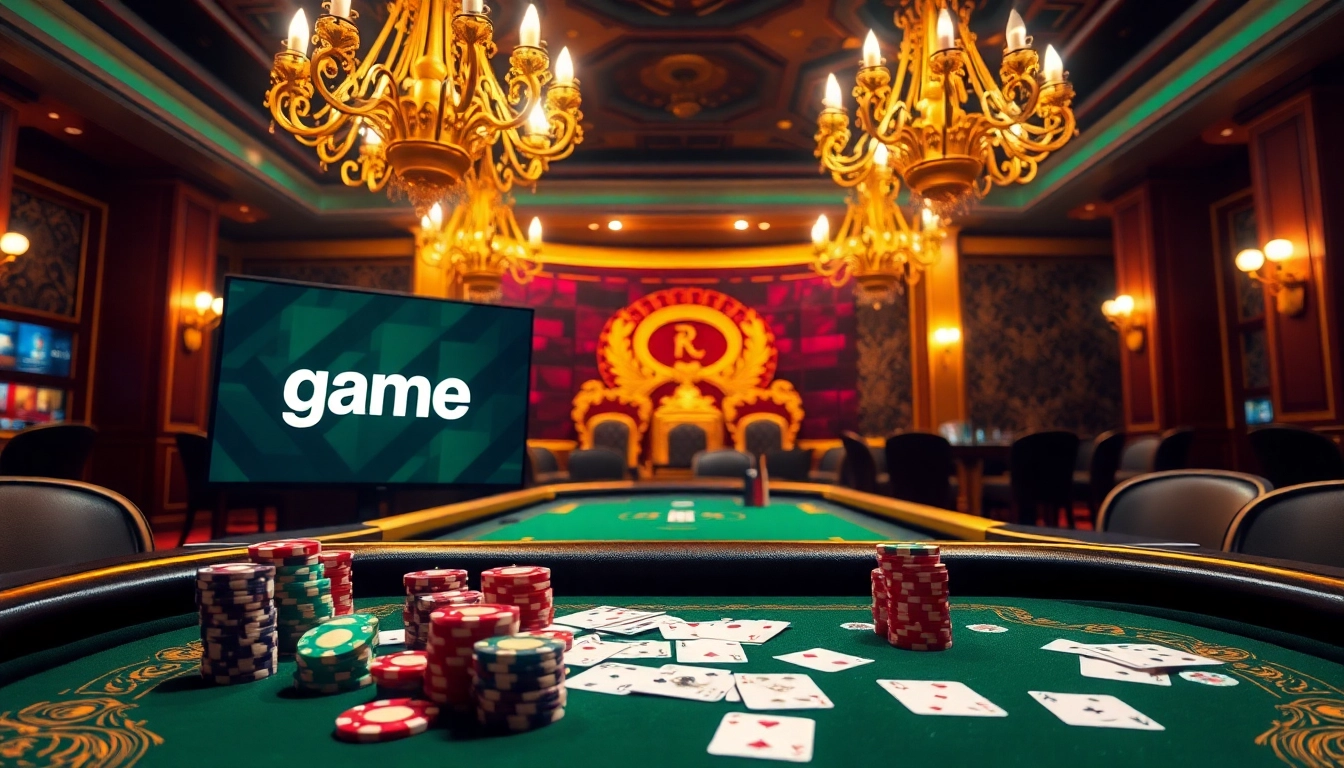 Experience game bài đổi thưởng at an exhilarating online poker table with vibrant chips.