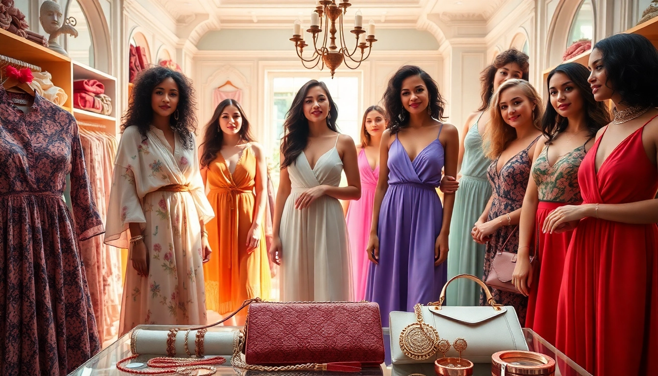 Explore Women Fashion trends with diverse styles and vibrant colors in a chic boutique setting.