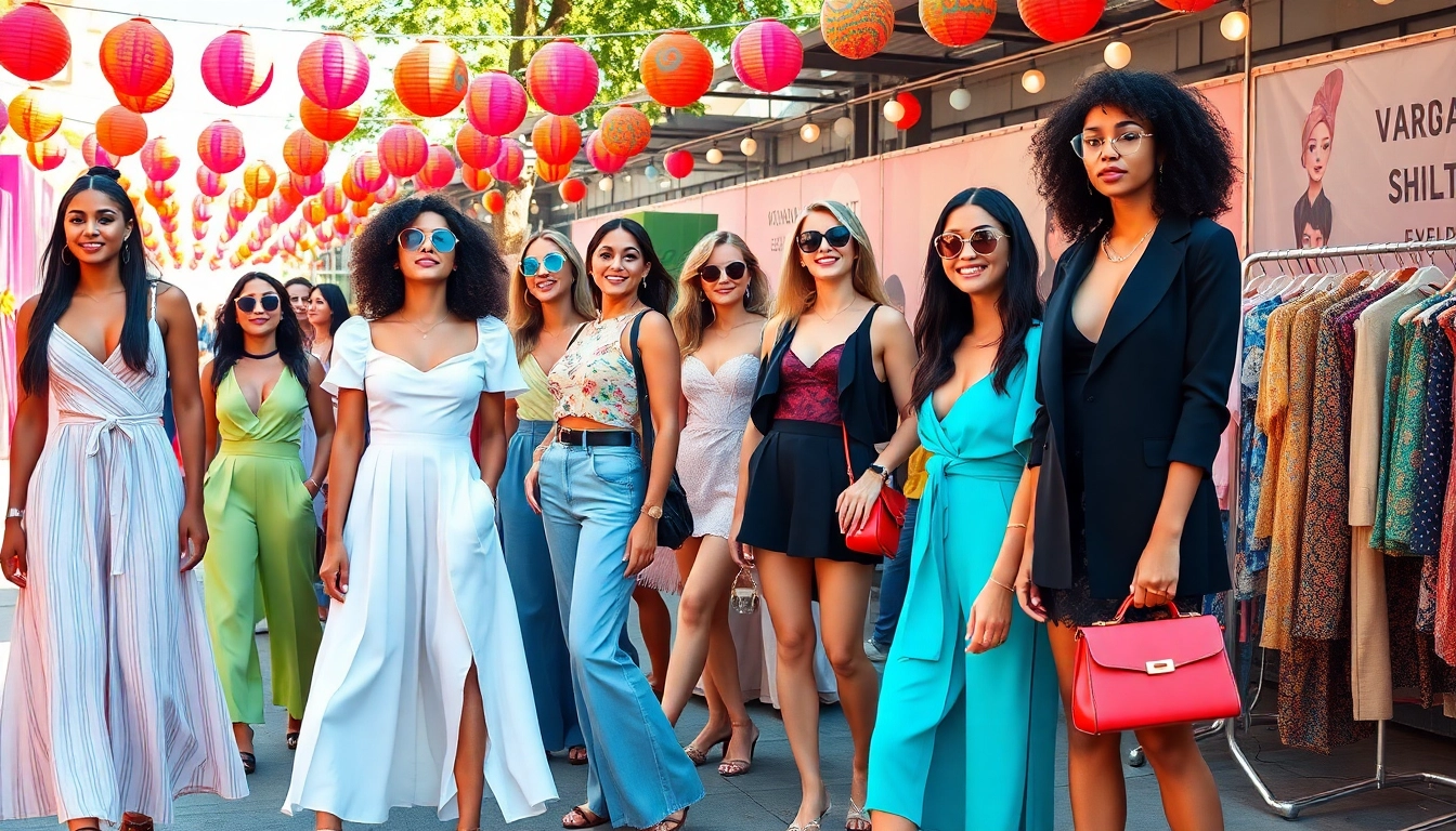 Celebrate women fashion diversity at a vibrant street fashion expo with stunning model outfits.