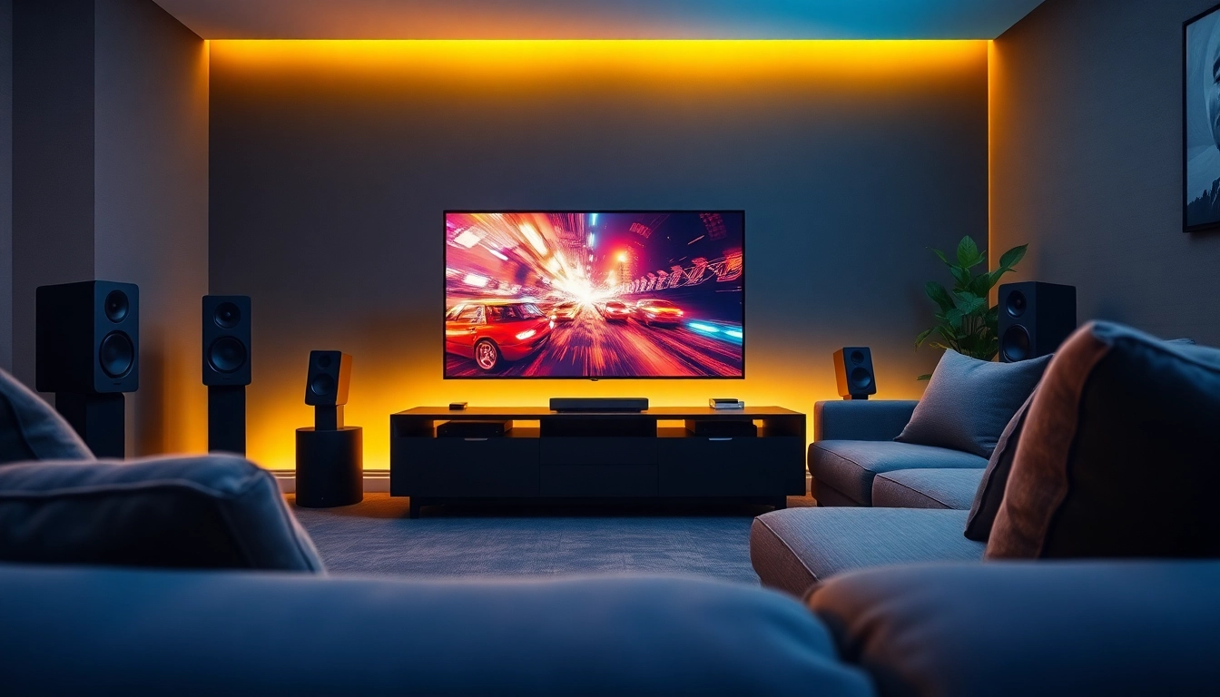 Stream live content with Iron TV Pro on a stylish home entertainment setup.