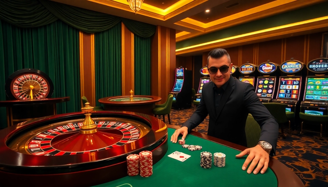 Experience thrilling gameplay at DR88 casino with vibrant poker chips and a roulette wheel.
