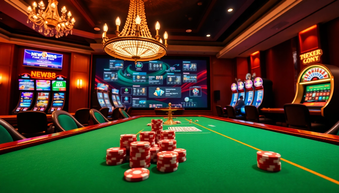 Experience the luxury of new88 with vibrant casino tables and an engaging online gambling interface.