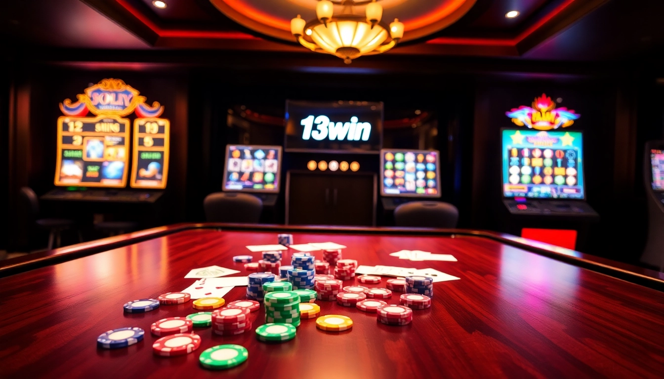 Experience the excitement of 13win with colorful chips and sleek casino games.