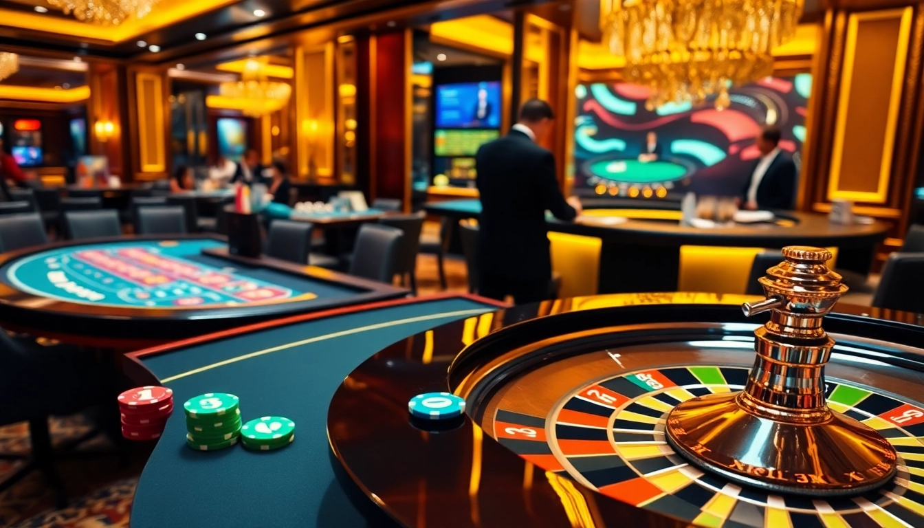 Experience the thrill of betting at THABET's luxurious casino interface with roulette and poker.
