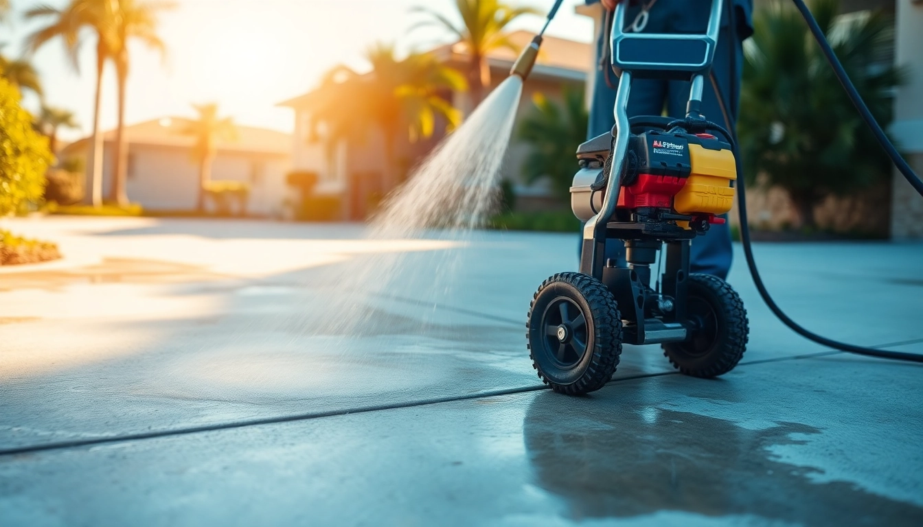 Concrete cleaning in Kissimmee, showcasing professional pressure washing service.