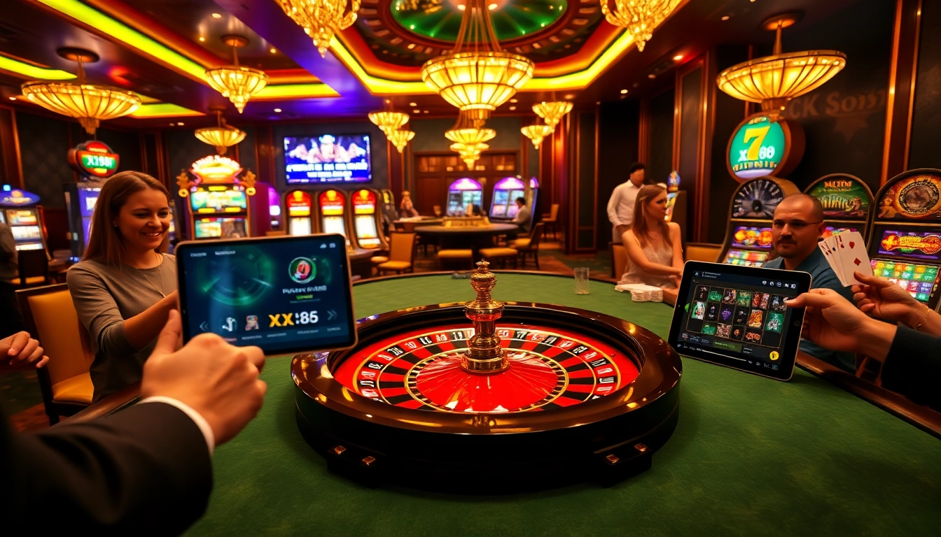 Experience the thrill of betting at xx88 with vibrant casino visuals featuring roulette and poker.
