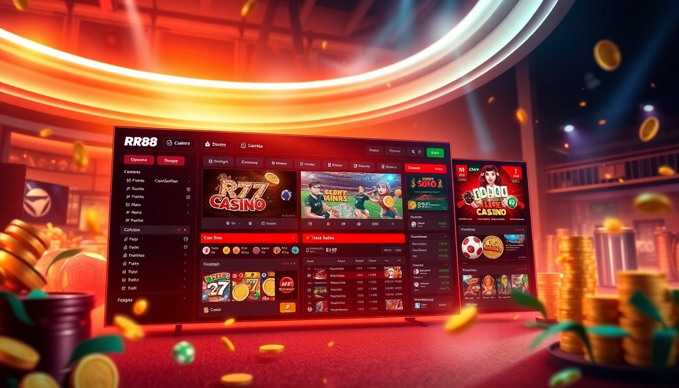 RR88 online betting platform interface showcasing games and promotions, projecting trust and excitement.