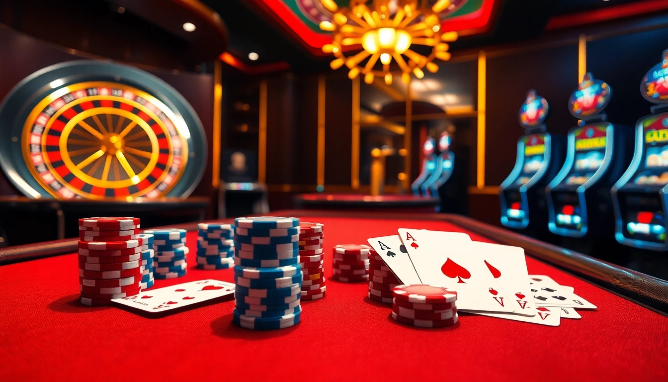 Experience the thrill of online gambling at https://winbet7.vip/ with vibrant poker chips and exciting casino tables.