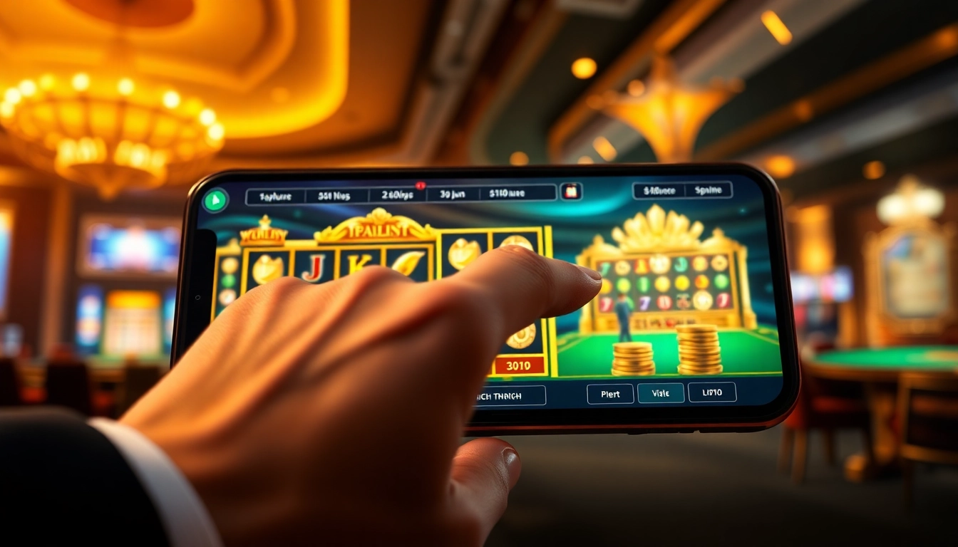 Engaging representation of Nhà cái SC88 online gaming interface with vibrant slot games and casino tables.