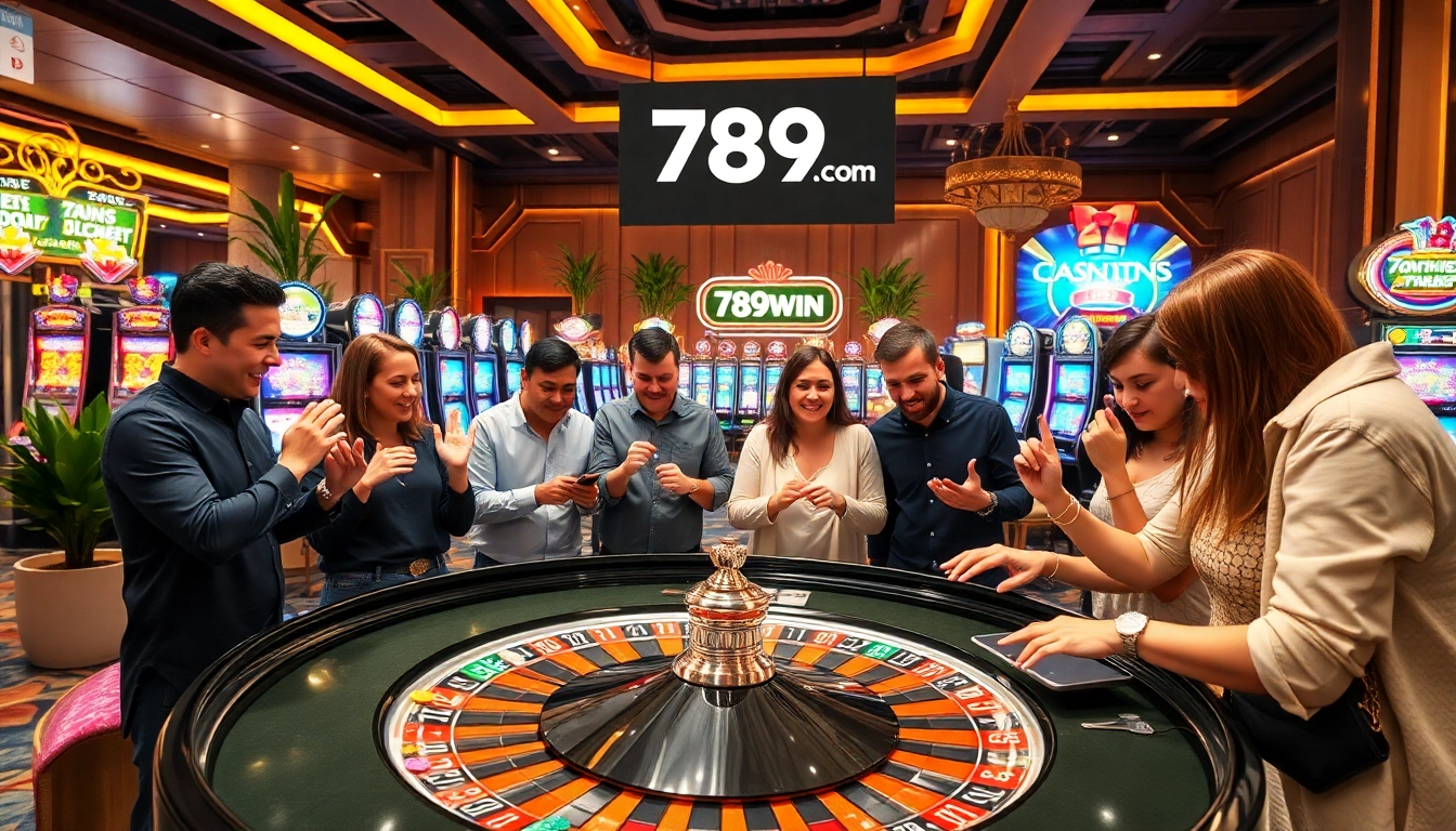 Play thrilling games at 789win com featuring a lively roulette table and exciting jackpot slots.