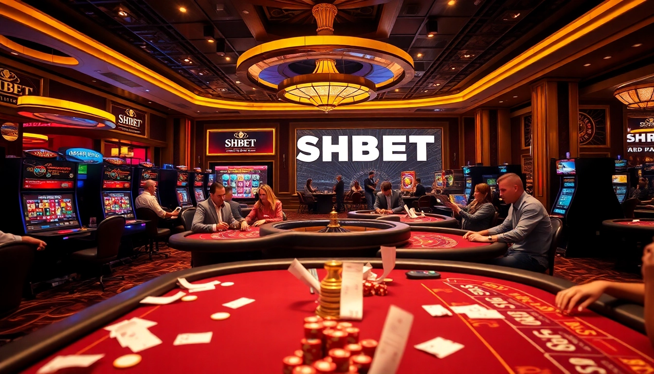 SHBET players enjoying vibrant casino games on an exciting gaming floor.