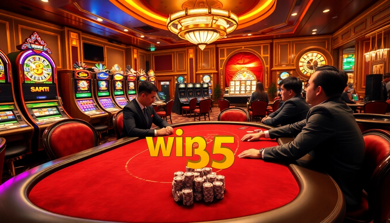 Experience winning thrills at win55 casino with vibrant poker players and dazzling slot machines.