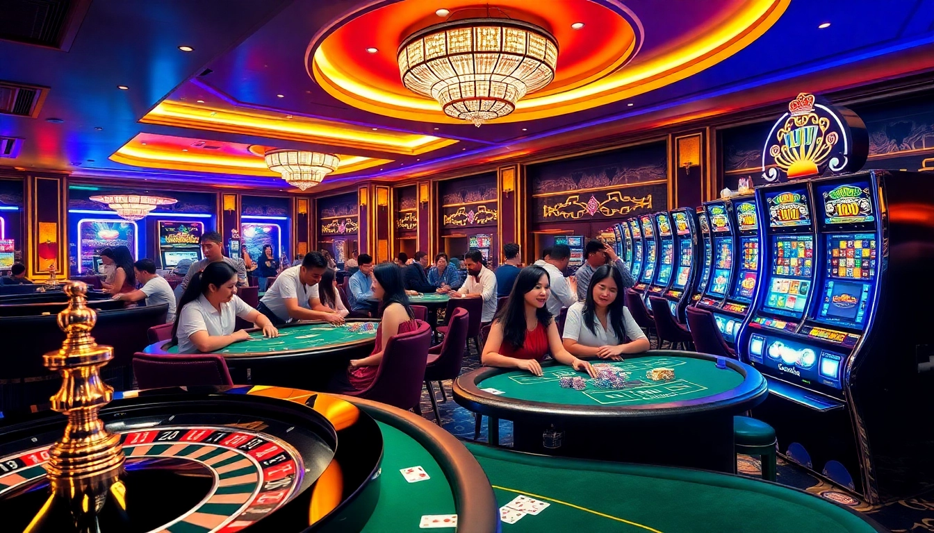 Players engaging in thrilling games at OK365 Trang chủ casino, capturing the excitement of gambling.
