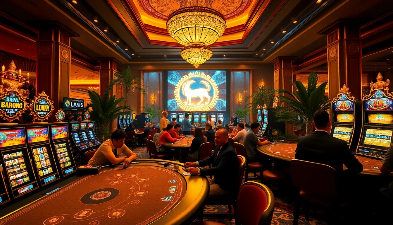 Experience the thrill of gambling with Raja Barong symbols at luxury casino tables filled with excitement.