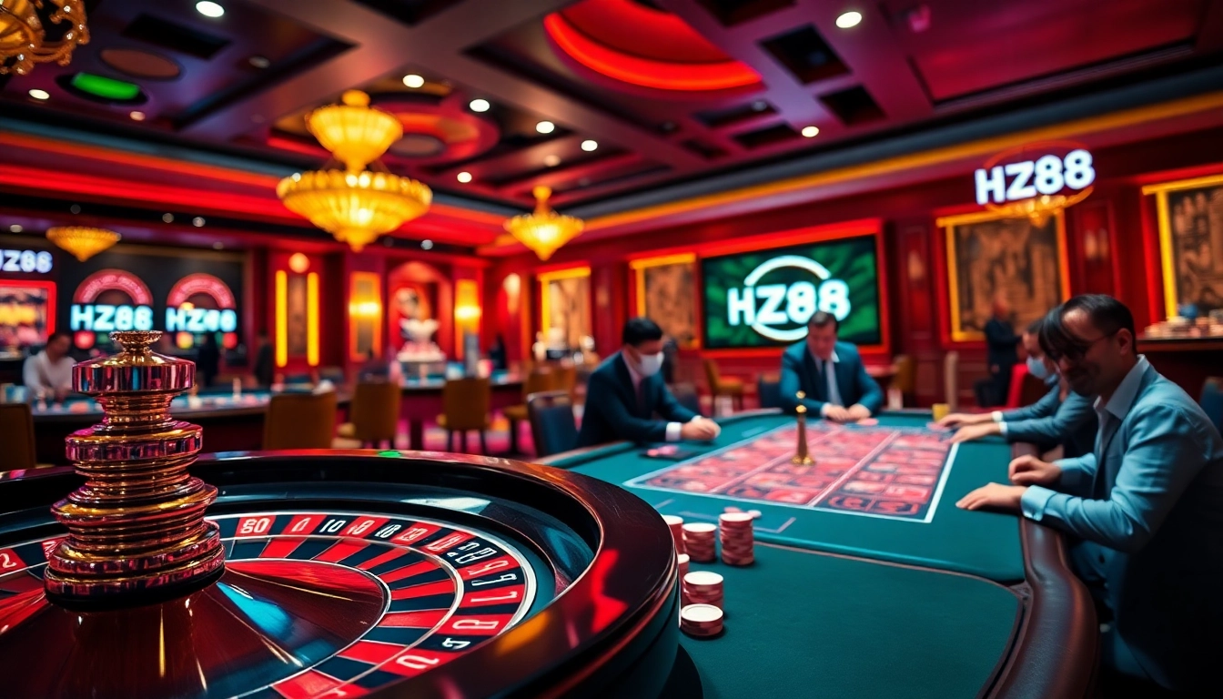 Experience thrilling games at HZ88 casino with vibrant tables and exciting atmosphere.