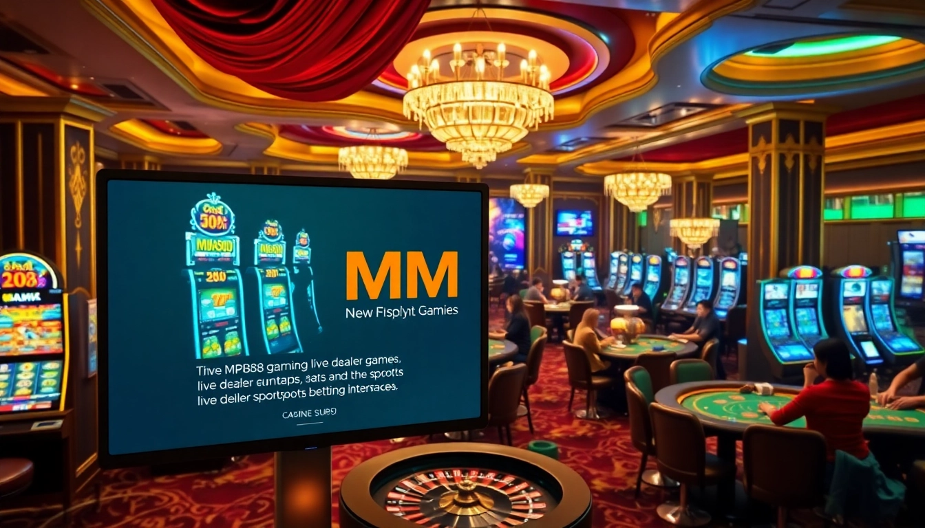 MM88 casino atmosphere with vibrant tables and engaging gamers enjoying top-tier games.