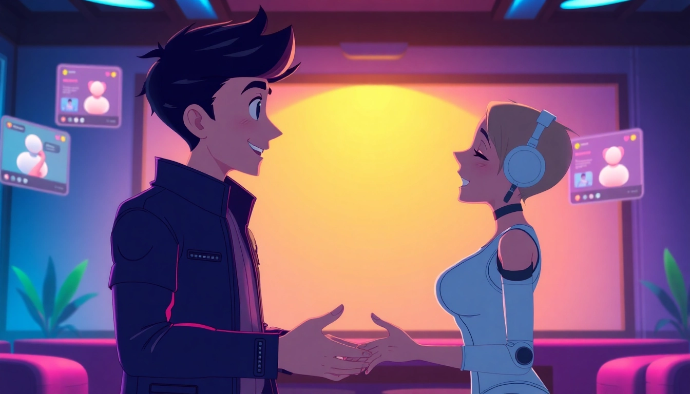 Engaging characters in a vibrant digital chat scene for ai sex chat.