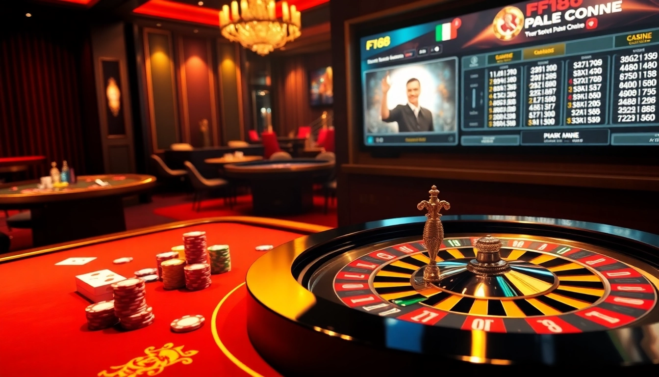 Experience F168's thrilling online gambling with vibrant casino tables and engaging gaming visuals.