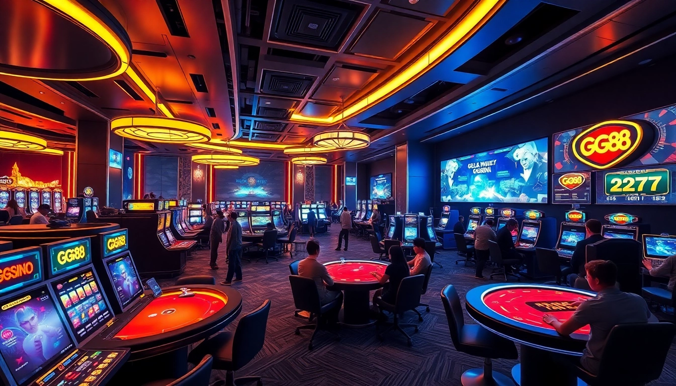 Exciting gaming scene at GG88 online casino showcasing vibrant atmosphere.