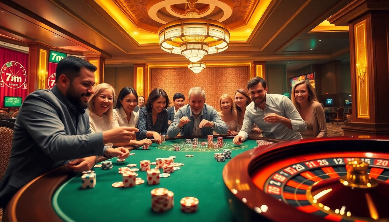 Experience the thrilling excitement of 7m casino games with poker chips and vibrant gameplay scenes.