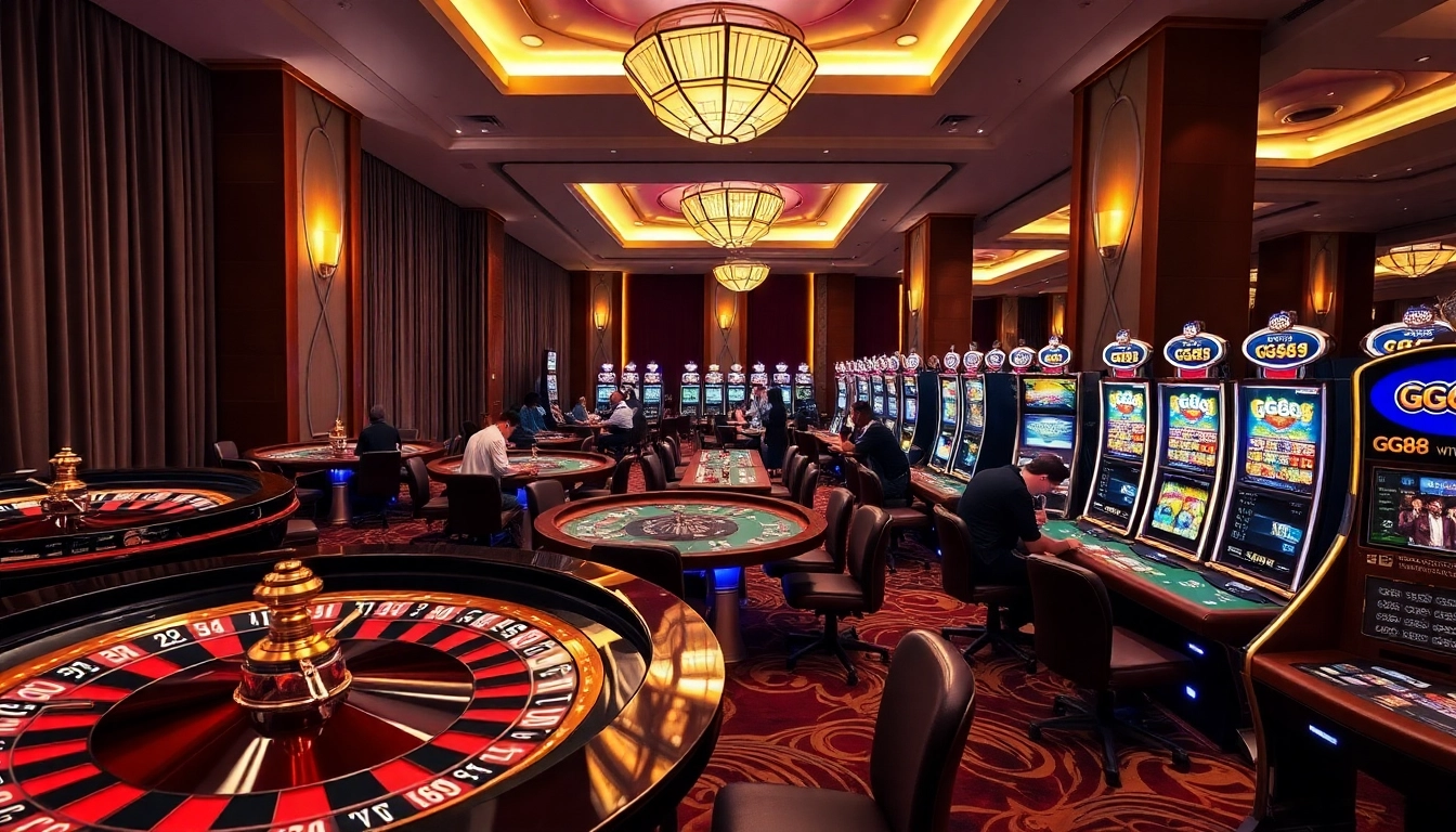 Experience the thrill of GG88 casino gaming with dynamic tables and vibrant slot machines.