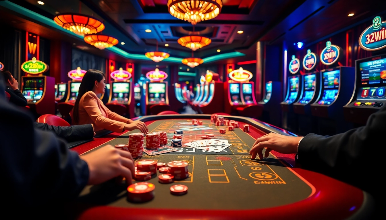 Engaging scene of vibrant gameplay at 32win trang chu casino with action-packed tables and interactive elements.