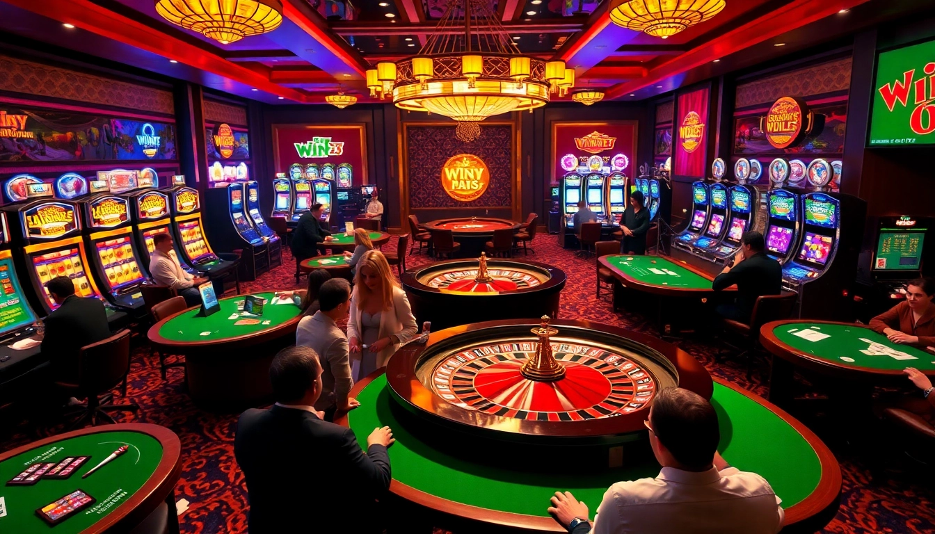Win678 players enjoying an immersive casino experience with vibrant tables and exciting games.
