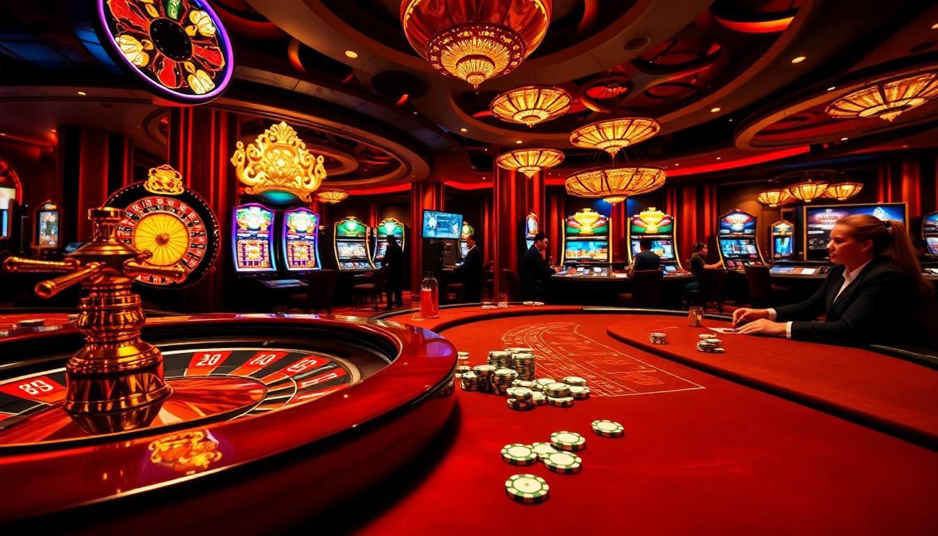 A player engaged in blackjack at https://88i8i.net/, surrounded by vibrant casino elements and luxury decor.