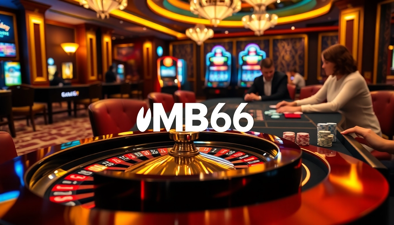 MB66 casino players engaging in thrilling games at a luxurious poker table.