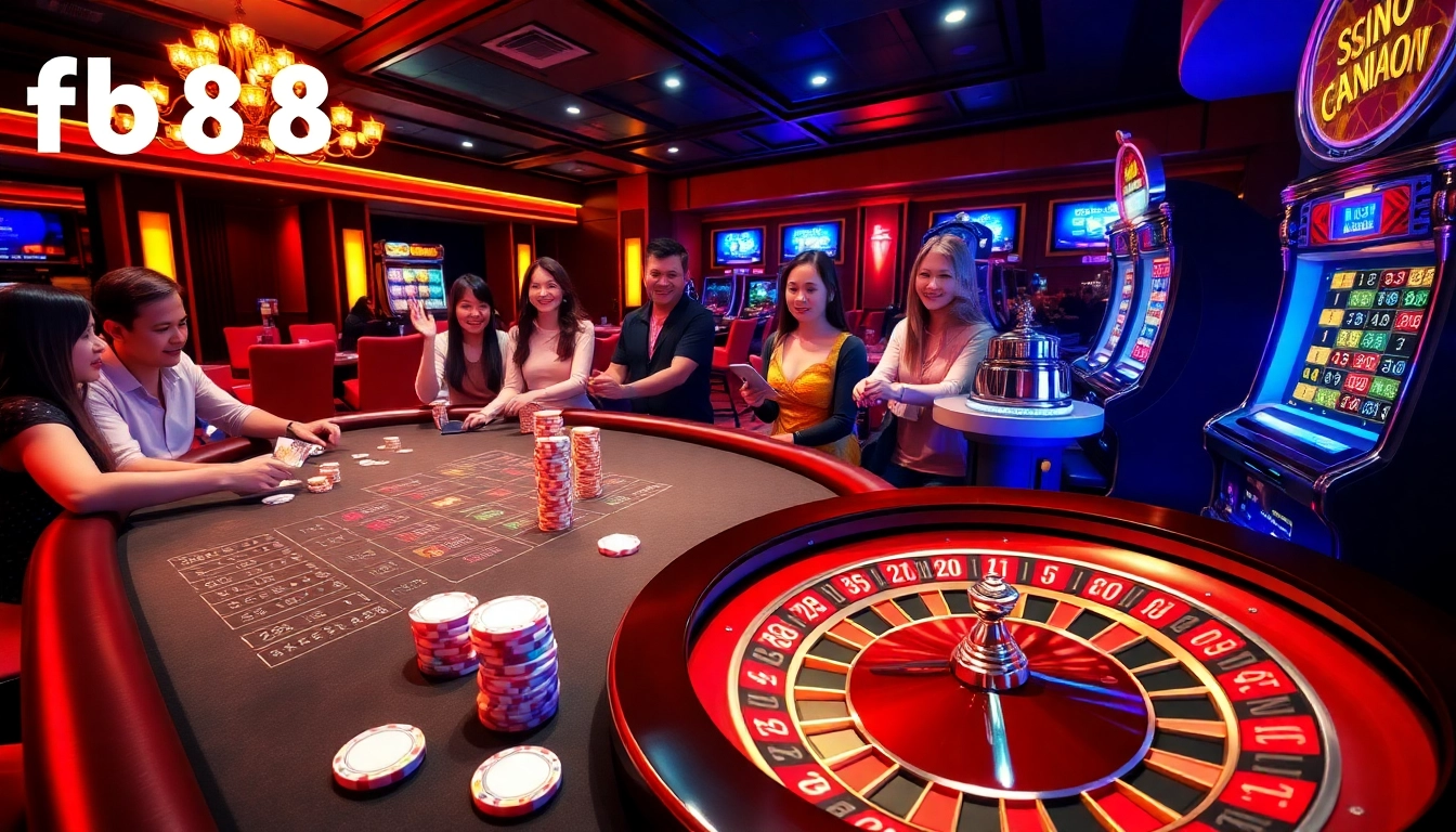 Experience the thrilling gaming atmosphere of fb88 with high-stakes poker and dazzling slot machines.