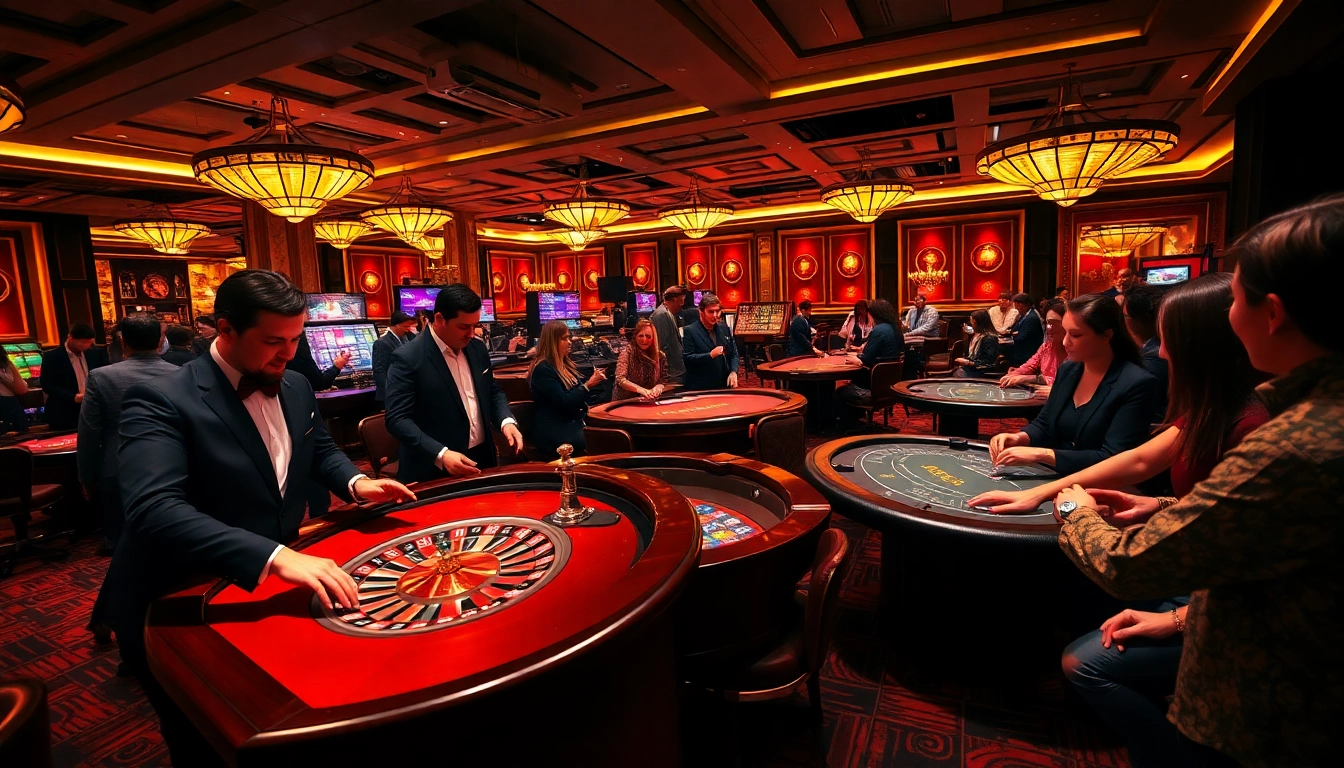 RR88 players engaging in an exciting casino atmosphere with lively games and vibrant interactions.