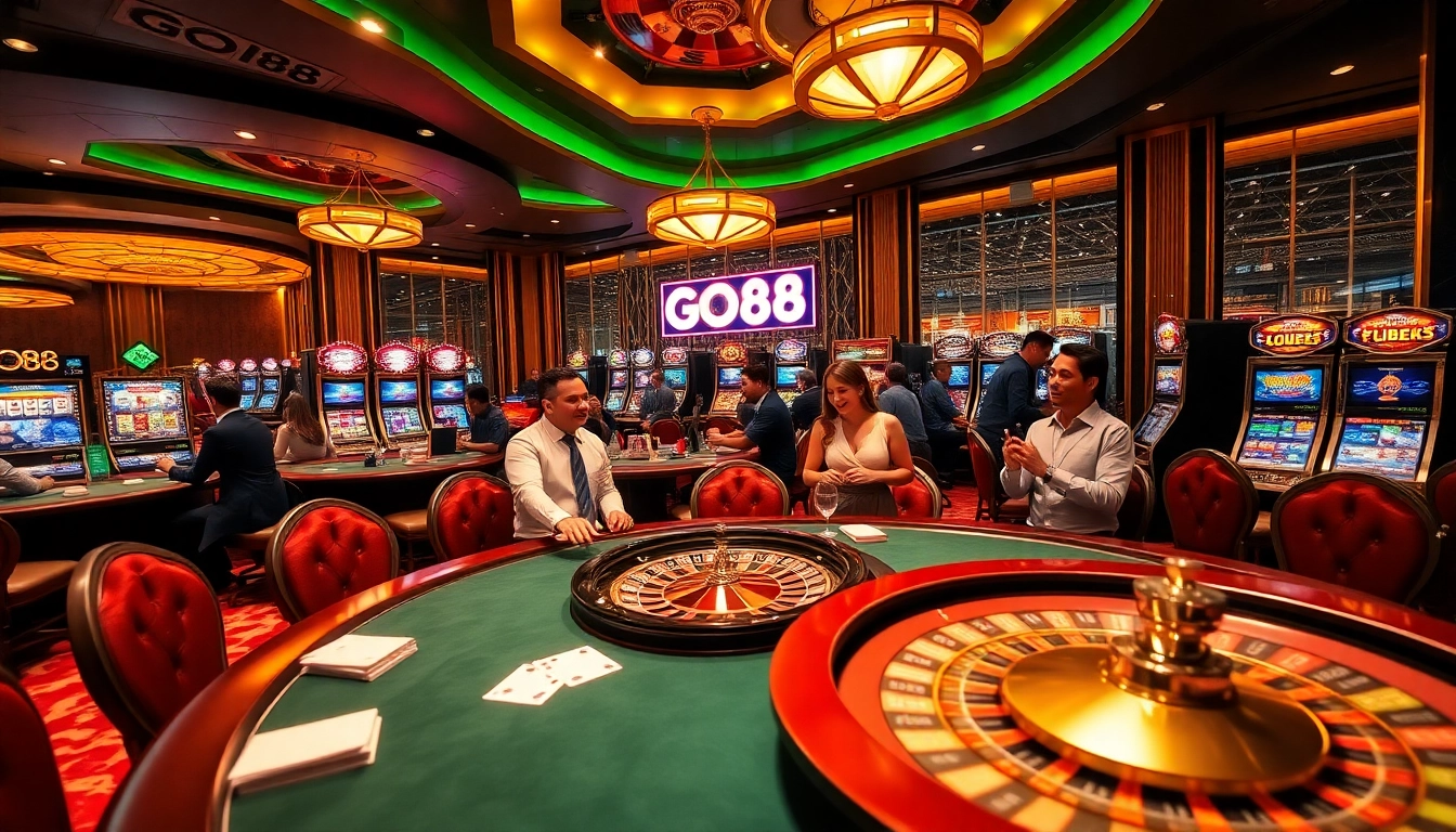Experience the thrill of gaming at https://go88.fast/, featuring vibrant casino tables and engaging players.