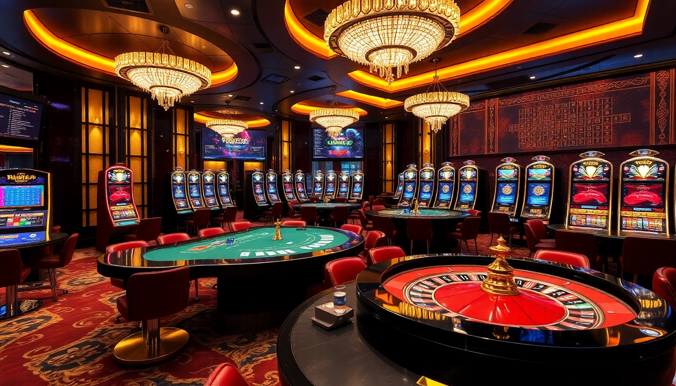 Experience the luxurious sx88 gaming environment with vibrant casino tables and slot machines.