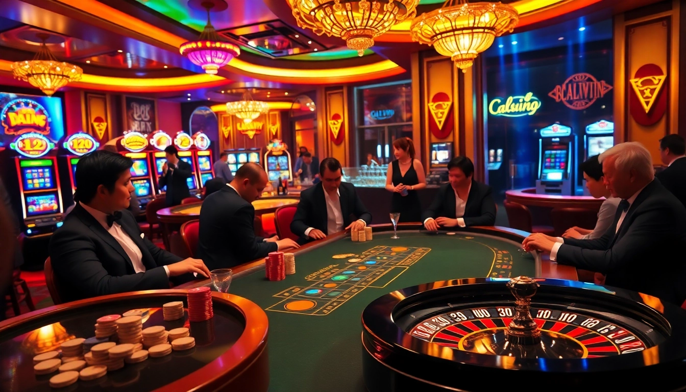 Experience the excitement of winning at luckywin with high-stakes poker and vibrant casino lights.